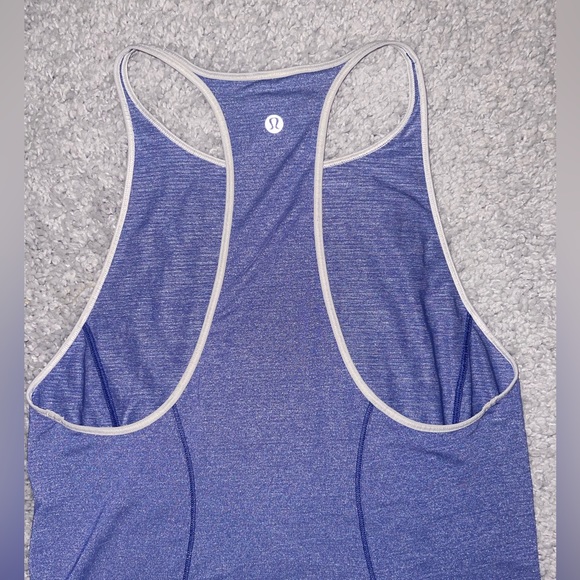 Lululemon Time to Sweat Tank Top Size 6 High Neck Run Heathered Moroccan Blue - Picture 5 of 6